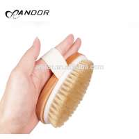 Natural bristle detachable wooden handle bath brush