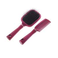 2 In 1 Plastic Professional Women Girl Kid Hair Styling Tool Paddle Brush With Mirror And Comb Set Kit